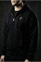 Lb Logo Black Zipper Hoodie Oversized Fleece-Lined Sweatshirt Cardigan