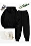 Unisex Printed Oversized Hooded Gray/Black Tracksuit Set Loose Fit - 7