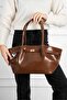 Women's Large Size Shiny Shoulder Bag Brown - 3