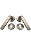 Rose Handles Steel Door Handle Set with Keyhole Escutcheons, Brushed Nickel Finish, Lever Style