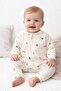 Newborn 100% Cotton Baby Romper - Teddy Bear Patterned, Zippered, Long Sleeve Baby Pajamas - 2