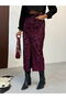 Sequin Velvet Long Skirt - Plum |   F2053 - Plum - 3