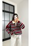 Striped Polo Neck Knitwear Sweater