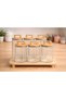 6-Piece Set of 3 Pieces 750 ml + 3 Pieces 1000 ml Striped Borosilicate Glass Jar Set with Stand, Bamboo Lid - 6