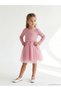 Beige Crew Neck Bowknot Girl's Dress (S6) - 2