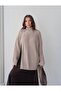 Zipper Detailed Knitwear Beige Sweater