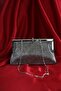 Women's Platinum Metal Framed Evening Bag with Stone Detail and Chain - 3
