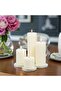 4pcs Glass Cylinder Vases with 4 Ivory Pillar Candles for Home, Events & Weddings - 4