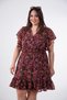 Plus Size Women's Flared Skirt Flounce Dress Pink Floral