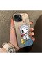 iPhone 15 Plus/14 Plus Compatible Hard Acrylic Back Silicone Edge Lens Protection Case Snoopy Pattern