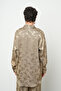 Women's Flora Khaki Abstract Patterned Satin Look Oversized Shirt - 5
