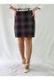 High Waist Lightweight Lycra Woven Fabric Knee-Length Plaid Bell-Sleeve Skirt - 3