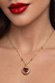 Red Heart Zircon Stone Steel Necklace – Gold Color, Ball Chain, Non-Tarnish, Non-Rust, Non-Allergic