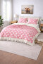 Leyla Pink - White Double Ruffled Natural Cotton Duvet Cover Set - 2