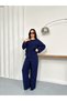 Women's Ribbon Tie Front Buttoned Top and Bottom Set, Muslin Fabric, Sleeves and Cuffs Are Isonyol 2473 - 2