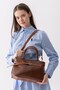 Aira Belt Detailed Soft Leather-Look Large Internal Volume Tan Women's Shoulder and Shoulder Bag - 3