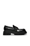 File-Away Women's Black Box Leather Loafers - 4