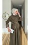 Women's Comfortable Suit with Pocket Flaps and Kermerli Skirt - 4
