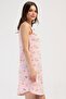 Women's Thick Strap Patterned Pink Nightgown Tunic C5T4N3804 - 2
