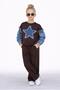 Girl's Star Detailed Denim Balloon Sleeve Tracksuit Set Bottom Top Set 2590K - 5