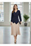 Women's V-Neck Pleated Side Buttoned Asymmetrical Cut Elegant Office Style Blouse