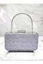 Custom design silver color crinkle stone satin chain handle women's evening bag wedding engagement graduation - 3