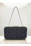Special Design Black Color Wrinkled Stone Satin Chain Handle Women's Evening Dress Bag Wedding Engagement Graduation - 3