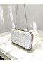 Special Design Ecru Color Wrinkled Stone Satin Chain Handle Women's Evening Dress Bag Wedding Engagement Graduation - 6
