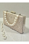 Special Design Beige Color Wrinkled Stone Satin Chain Handle Women's Evening Dress Bag Wedding Engagement Graduation - 8