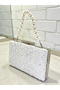 Special Design Color Crinkled Stone Satin Chain Handle Women's Evening Dress Bag Wedding Engagement Graduation - 2