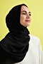 Chain Pattern Jacquard Plain Black Cotton Silk Shawl 70X210 - 4