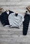 3-Piece Combination Half Zip Cotton Black Sweat-Cotton Black Sweatpants Set Bottom Top 3