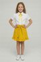Girl's Yellow Bowknot Lace Embroidered Shirt Yellow Pocket Ruffle Skirt Set 23 April