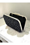 Special Design Black Color Wrinkled Stone Satin Chain Handle Women's Evening Dress Bag Wedding Engagement Graduation - 4