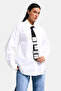 Women's White Oversized Tie Special Design Loose-Fit Shirt - 6
