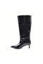 Genuine Leather Black Patent Leather Heeled Women's Boots - 3