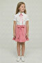 Girl's Pink Bow Lace Embroidered Shirt Pink Pocket Ruffle Skirt Set April 23 October 29 - 5