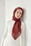 Viscose Velora Scarf Plaid Patterned Dark Red Tok Duruşlu Four Seasons 90X90 - 3