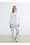 Crew Neck Christmas Themed Women's Pajamas Set