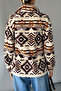 women’s aztec pattern long sleeves button-down fleece jacket with pockets - 3