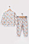 Unisex Kids 100% Cotton Safari Animals Patterned Digital Printed Top and Bottom Set