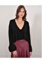 Ruffled Knitwear Sweater Black with Rope Binding Detail, Soft and Comfortable
