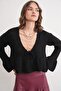 Ruffled Knitwear Sweater Black with Rope Binding Detail, Soft and Comfortable - 5