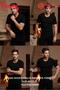 4000 Men's Black Warm 61% Wool Anti-Itching Non-Pilling Single Short Sleeve Wool Underwear - 5