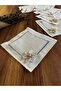 6 Pieces Double Row Embroidered Brooch Square Cocktail Presentation Napkins - 2