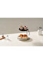 2-Tier Serving Stand Hammered Porcelain Dessert Tower (20cm & 26cm, Black & White) - 6