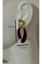 Brown Drop Shape Earrings with Gold Color Rings - 3