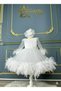 Girl's White Ruffled Dress, Girl's Party Dress, Evening Dress, Buckle Included