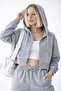 Women's Crop Hooded Zip Sweatshirt – White Zip - 4
