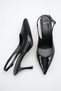 Women's Pointed Toe Sewing Detailed Heeled Shoes Black Yanki - 4